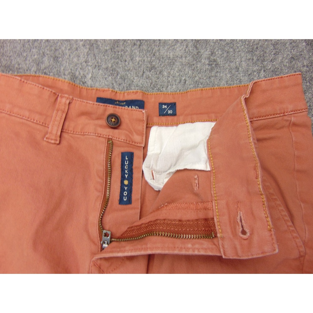 Lucky Brand 410 Athletic Chino Mens 34x30 Orange Casual Preppy Coastal - Picture 7 of 11
